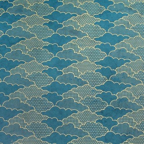 Lokta Paper Origami Pack - Clouds - GOLD ON BLUE