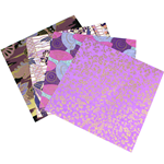 Chiyogami Yuzen Origami Paper - PURPLE CHERRY BLOSSOMS - 4 Sheet Pack - 6 x  6 Inch