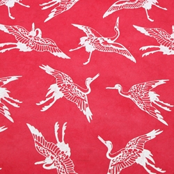 Lokta Paper Origami Pack - CRANES - White on Red