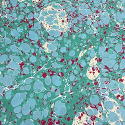 Hand Marbled Origami Paper - STONE - Green Blue Burgundy